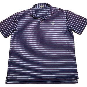 Peter Millar Mens Sz Large Striped Summer Comfort Polo Shirt Navy Red White